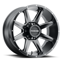 Thumbnail for Raceline 954M Stryker 22x12in / 6x139.7 BP / -44mm Offset / 106.1mm Bore- Satin Black & Milled Wheel