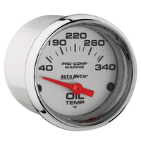 Thumbnail for Autometer Marine Chrome Ultra-Lite 2-1/16in Electric Oil Temperature Gauge 140-300 Deg F
