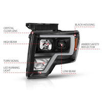 Thumbnail for ANZO 2009-2014 Ford F-150 Projector Light Bar H.L Black Amber