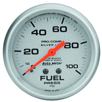 Thumbnail for Autometer 66.7mm METRIC 0-100 PSI Fuel Pressure Liquid Filled Mechanical Silver Gauge
