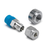 Thumbnail for Autometer 3/16in Compression - 1/8in NPT Connector Fitting and Mating 1/8in NPT Weld Fitting