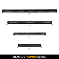 Thumbnail for Go Rhino Universal Blackout Combo Series 50in Double Row LED Light Bar w/ Amber Lighting - Black