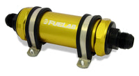 Thumbnail for Fuelab 828 In-Line Fuel Filter Long -6AN In/Out 10 Micron Fabric - Gold