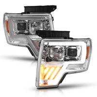 Thumbnail for ANZO 2009-2014 Ford F-150 Projector Headlight Chrome Amber