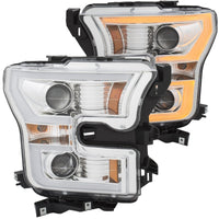 Thumbnail for ANZO 2015-2017 Ford F-150 Projector Headlights w/ Plank Style Switchback Chrome w/ Amber