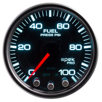 Thumbnail for Autometer Spek-Pro Gauge Fuel Press 2 1/16in 100psi Stepper Motor W/Peak & Warn Blk/Smoke/Blk