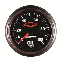 Thumbnail for Autometer GM Bowtie Black 2-1/16in 0-100 PSI Oil Pressure - Stepper Motor