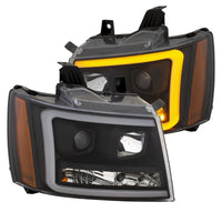 Thumbnail for ANZO 07-14 Chevy Tahoe Projector Headlights w/ Plank Style Design Black w/ Amber