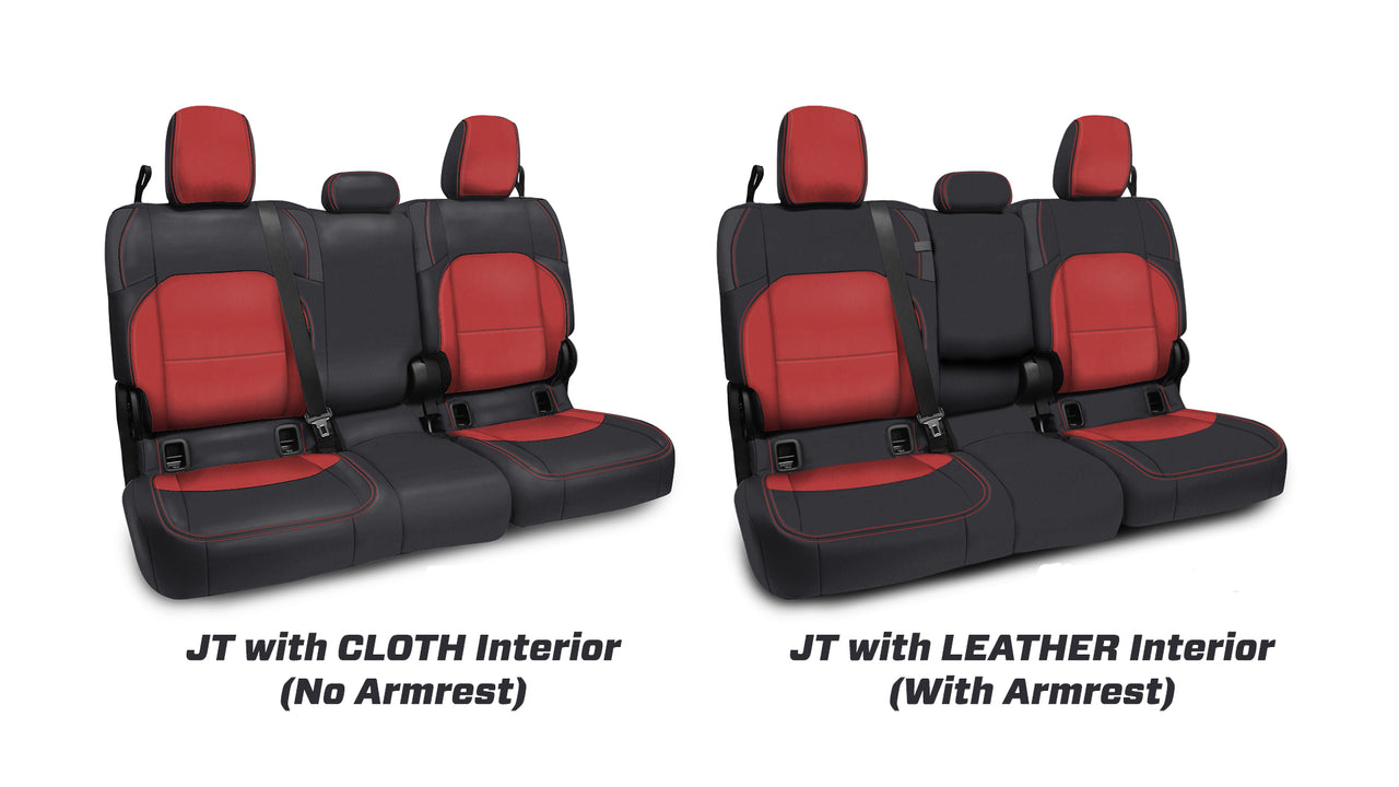 PRP 2020+ Jeep Gladiator JT Rear Bench Cover with Leather Interior - Black/Red