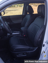 Thumbnail for PRP 2016+ Toyota Tacoma Front Seat Covers with Electric Seat Adjusters (Pair) - Black/Grey