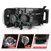 Thumbnail for ANZO 2002-2005 Dodge Ram 1500 Projector Headlights w/ Halo Chrome Clear Amber