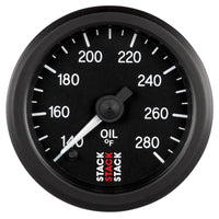 Thumbnail for Autometer Stack 52mm 140-280 Deg F 1/8in NPTF Male Pro Stepper Motor Oil Temp Gauge - Black