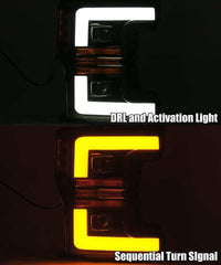 Thumbnail for AlphaRex 17-19 Ford F-250 SD PRO-Series Proj Headlights Plank Style Chrome w/Activ Light/Seq Signal