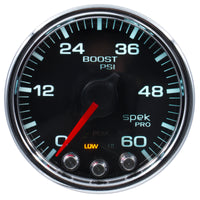 Thumbnail for Autometer Spek-Pro Gauge Boost 2 1/16in 60psi Stepper Motor W/Peak & Warn Blk/Chrm