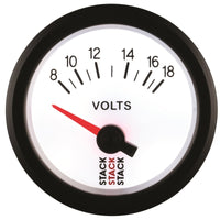 Thumbnail for Autometer Stack 52mm 8-18V Electric Battery Voltage Gauge - White