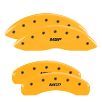 Thumbnail for MGP 4 Caliper Covers Engraved Front & Rear Bowtie Black finish silver ch