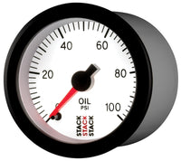 Thumbnail for Autometer Stack 52mm 0-100 PSI 1/8in NPTF Male Pro Stepper Motor Oil Pressure Gauge - White