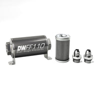 Thumbnail for DeatschWerks Stainless Steel 8AN 40 Micron Universal Inline Fuel Filter Housing Kit (110mm)