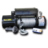 Thumbnail for DV8 Offroad 12000 LB Winch w/ Steel Cable & Wireless Remote - Black