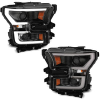 Thumbnail for ANZO 2015-2017 Ford F-150 Projector Headlights w/ Plank Style Switchback Black w/ Amber
