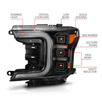 Thumbnail for Anzo 18-20 Ford F-150 Full Led Projector Light Bar Headlights Black Amber