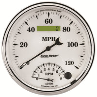 Thumbnail for AutoMeter Gauge Tach/Speedo 5in. 120MPH & 8K RPM Elec. Program Old Tyme White II