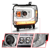 Thumbnail for ANZO 2014-2015 Gmc Sierra 1500 Projector Headlights w/ Light Bar Chrome Housing (Halogen Type)