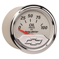 Thumbnail for Autometer Chevy Vintage Bowtie 2-1/16in 0-100PSI Electronic Oil Pressure Gauge