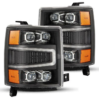 Thumbnail for AlphaRex 04-15 Chevy 1500HD NOVA-Series LED Proj Headlights Black w/Activ Light/Seq Signal & SB DRL