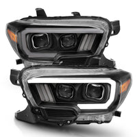 Thumbnail for ANZO 2016-2017 Toyota Tacoma Projector Headlights w/ Plank Style Switchback Black w/ Amber