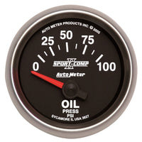 Thumbnail for Autometer Sport-Comp II 52mm 0-100 PSI Short Sweep Electronic Oil Pressure Gauge