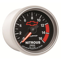 Thumbnail for Autometer GM Bowtie Black 2-1/16in 0-1600 PSI Nitrous Pressure - Digital Stepper Motor