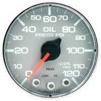 Thumbnail for Autometer Spek-Pro Gauge Oil Press 2 1/16in 120psi Stepper Motor W/Peak & Warn Slvr/Chrm