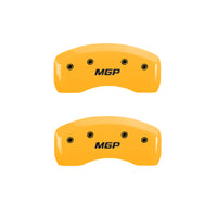 Thumbnail for MGP 4 Caliper Covers Engraved Front & Rear Bowtie Black finish silver ch