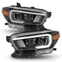 Thumbnail for ANZO 2016-2017 Toyota Tacoma Projector Headlights w/ Plank Style Switchback Black w/ Amber w/ DRL