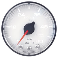 Thumbnail for Autometer Spek-Pro Gauge Boost 2 1/16in 60psi Stepper Motor W/Peak & Warn Wht/Blk