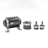 Thumbnail for DeatschWerks Stainless Steel 5/16in 40 Micron Universal Inline Fuel Filter Housing Kit (70mm)