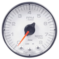 Thumbnail for Autometer Spek-Pro Gauge Tach 2 1/16in 8K Rpm W/ Shift Light & Peak Mem Wht/Blk