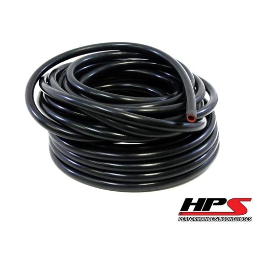 HPS 1/2" ID Black high temp reinforced silicone heater hose 25 feet roll, Max Working Pressure 80 psi, Max Temperature Rating: 350F, Bend Radius: 2-1/2"