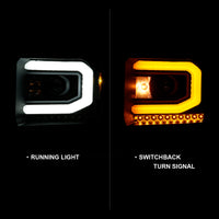 Thumbnail for ANZO GMC SIERRA 1500 14-15 2500H/15-19 Projector Headlight Plank Style Black w/ Switchback (Halogen)