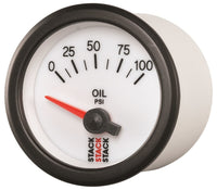 Thumbnail for Autometer Stack 52mm 0-100 PSI 1/8in NPTF Electric Oil Pressure Gauge - White
