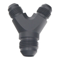 Thumbnail for DeatschWerks 6AN Male Flare to 6AN Male Flare to 8AN Male Flare Y Fitting - Anodized Matte Black