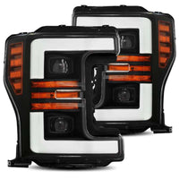Thumbnail for AlphaRex 17-19 Ford F-250 SD PRO-Series Proj Headlight Plnk Style Matte Blk w/Activ Light/Seq Signal