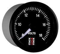 Thumbnail for Autometer Stack 52mm 8-18V Pro Stepper Motor Battery Voltage Gauge - Black