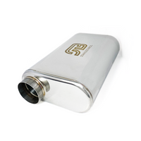 Thumbnail for Stainless Bros 2.5in x 17in OAL SS304 Thin Oval Muffler (2.5in Offset In / 2.5in Offset Out)