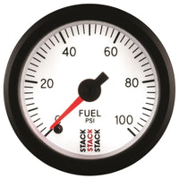 Thumbnail for Autometer Stack 52mm 0-100 PSI 1/8in NPTF Male Pro Stepper Motor Fuel Pressure Gauge - White
