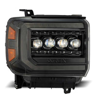 Thumbnail for AlphaRex 14-18 GMC Sierra NOVA LED Proj Headlights Plnk Style Alpha Blk w/Activ Light/Seq Signal/DRL