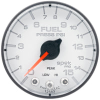 Thumbnail for Autometer Spek-Pro Gauge Fuel Press 2 1/16in 15psi Stepper Motor W/Peak & Warn Wht/Blk