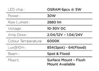 Thumbnail for Go Rhino Xplor Blackout Series Sixline LED Flood Light Kit (Flush Mount) - Blk (Pair)