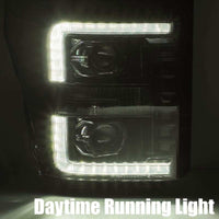 Thumbnail for AlphaRex 11-16 Ford F-250 SD PRO-Series Projector Headlights Plank Style Design Chrome w/Seq Signal